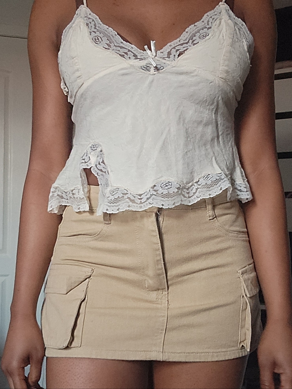 Khaki Cargo Mini Skirt